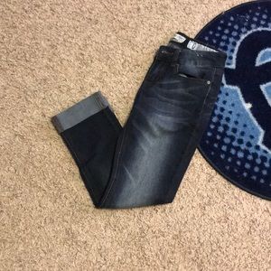 Dark blue mid calf jeans
